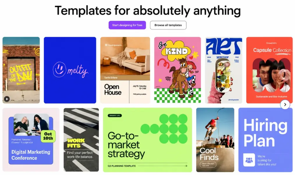 Canva design editor showing drag-and-drop interface with template library and editing tools