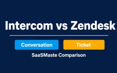 Intercom vs Zendesk comparison by SaaSMaste contrasting conversation-first and ticket-first support approaches