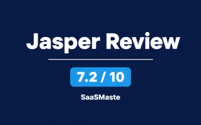 Jasper AI review by SaaSMaste with an overall rating of 7.2 out of 10